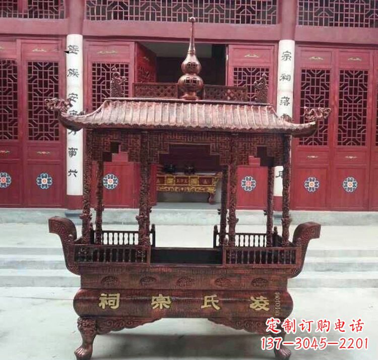 广西寺庙香炉铜雕