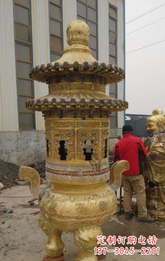 广西寺庙香炉铜雕塑