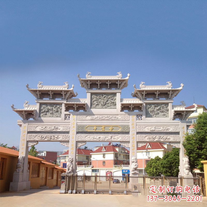 广西寺院大门石雕牌楼
