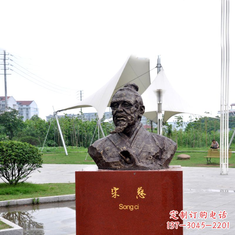 广西宋慈铸铜头像雕塑-古代十大名医园林广场人物雕塑