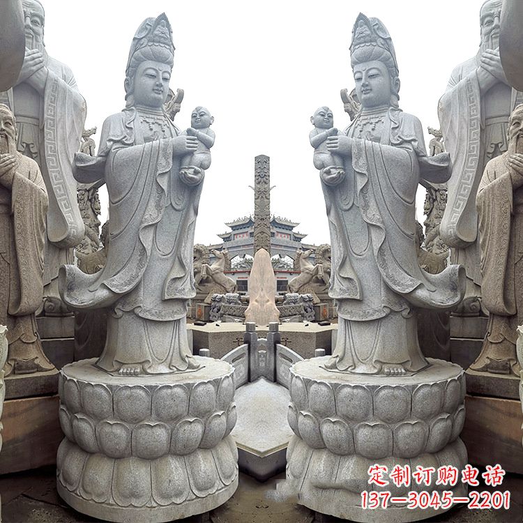 广西送子观音青石雕塑