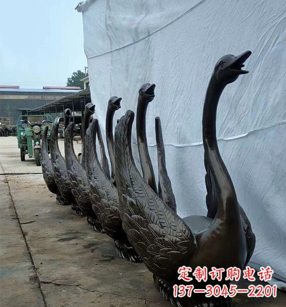 广西天鹅喷泉铜雕,园林喷泉水景流水组件