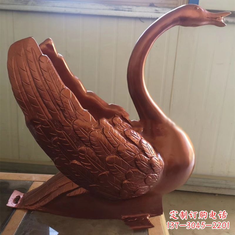 广西天鹅铜雕塑,喷泉吐水天鹅装饰摆件