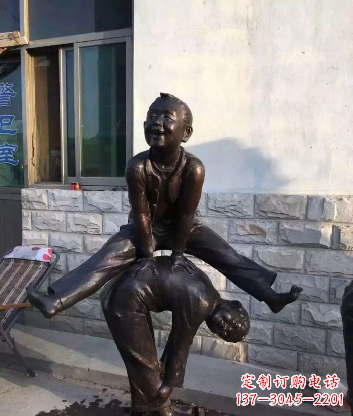 广西跳马儿童铜雕 (2)