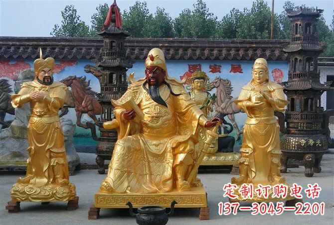 广西贴金关公铜雕