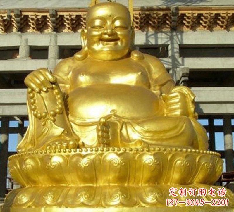 广西贴金弥勒佛铜雕