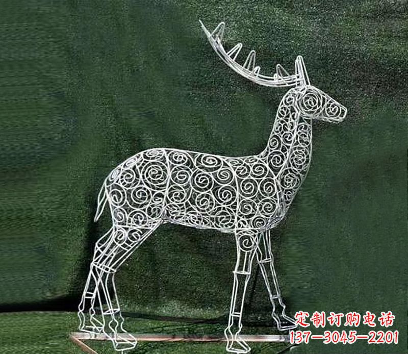 广西铁艺不锈钢镂空梅花鹿雕塑