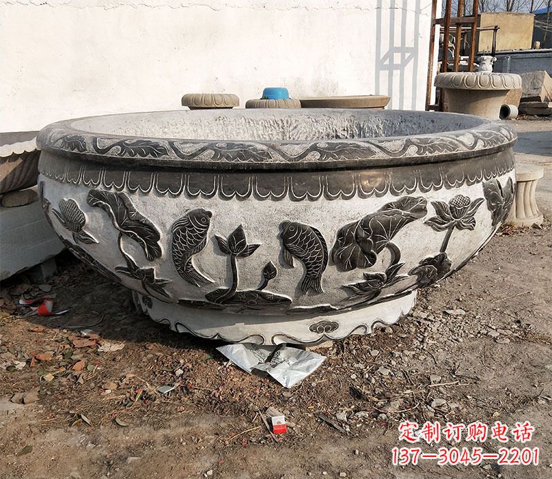 广西庭院水缸景观石雕