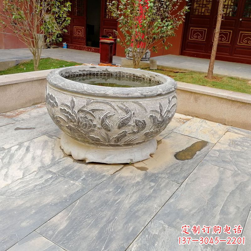 广西庭院水缸石雕