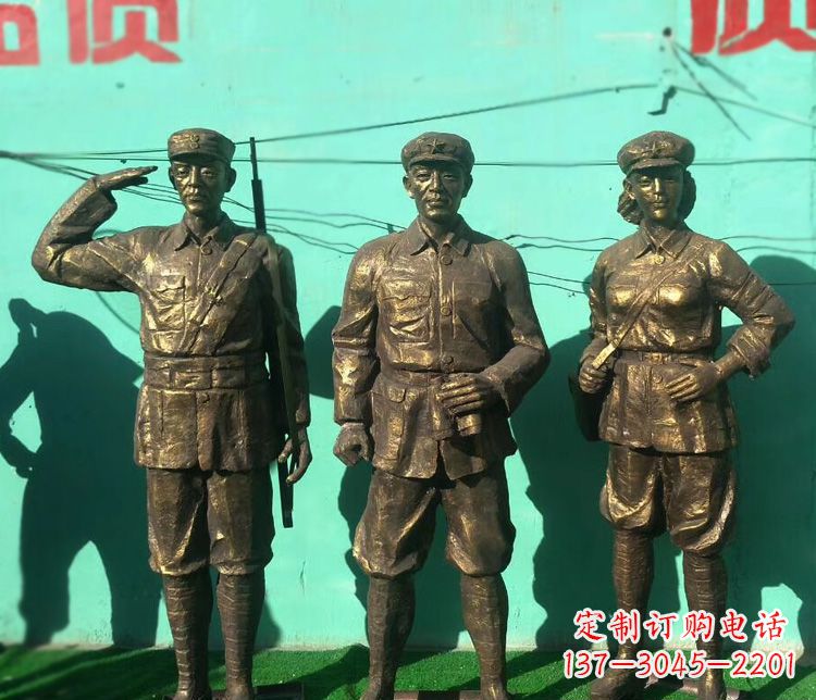 广西铜雕八路军战士雕塑