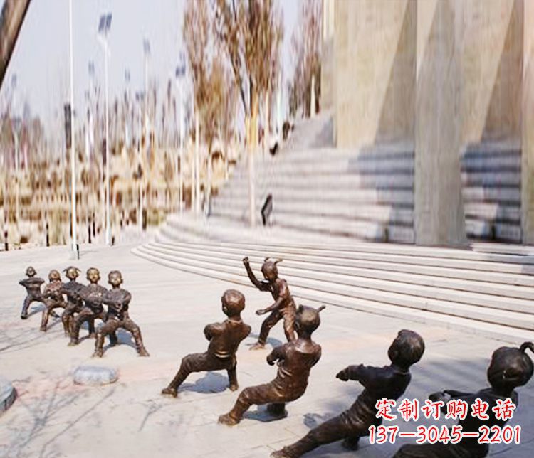 广西铜雕拔河儿童游戏雕塑