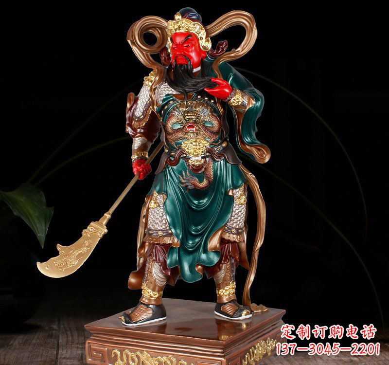 广西铜雕彩绘关公