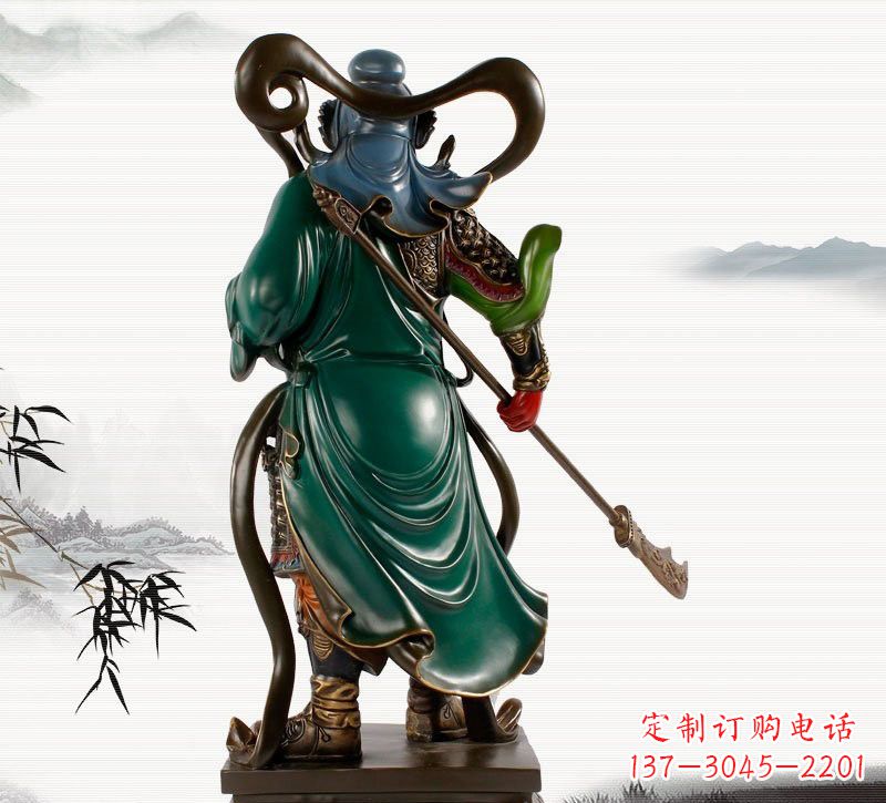 广西铜雕彩绘武财神关公