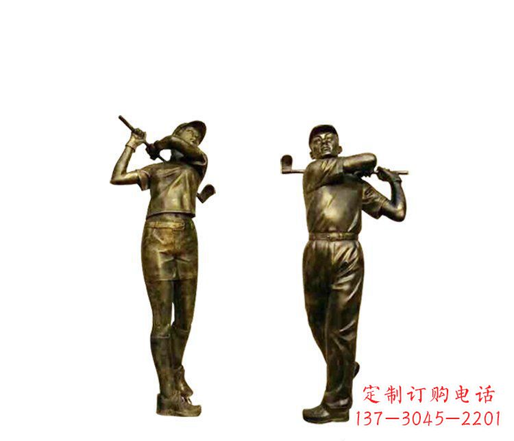广西铜雕打高尔夫球人物雕塑