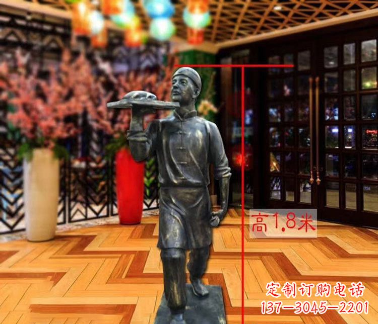 广西铜雕店小二人物雕塑 (2)