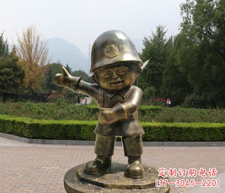 广西铜雕儿童交通警察
