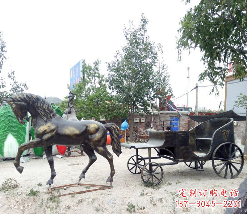 广西铜雕古代战马景观摆件