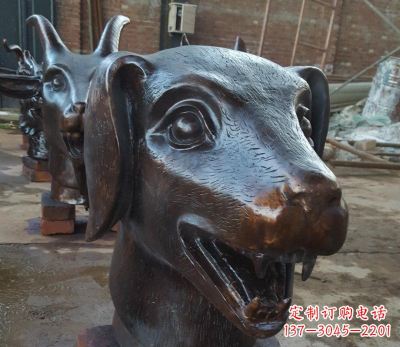 广西铜雕广场生肖动物头像装饰摆件