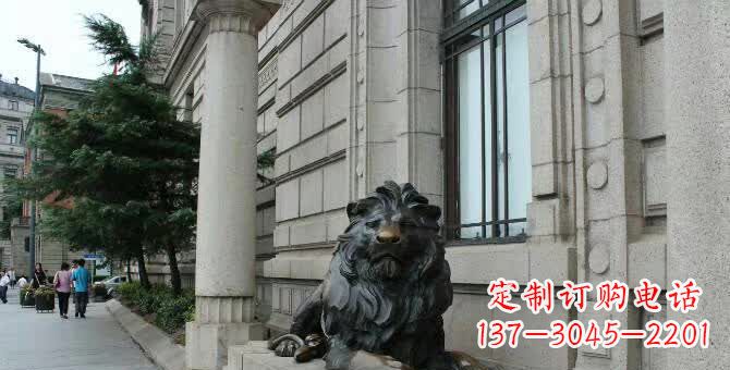广西铜雕跪姿狮子