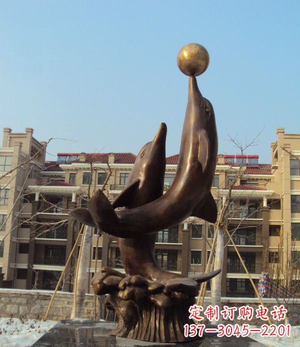 广西铜雕海豚雕塑 (2)