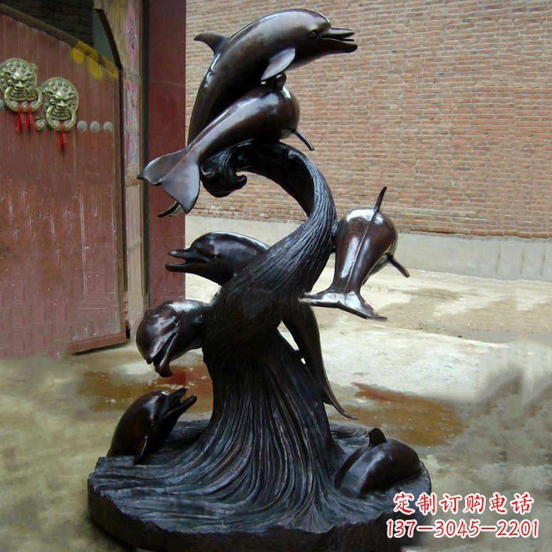 广西铜雕海豚景观雕塑