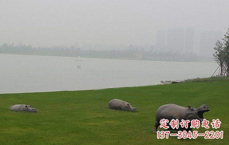 广西铜雕河马公园动物雕塑