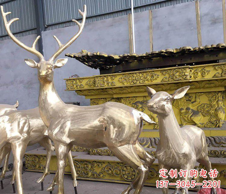 广西铜雕户外动物小鹿雕塑