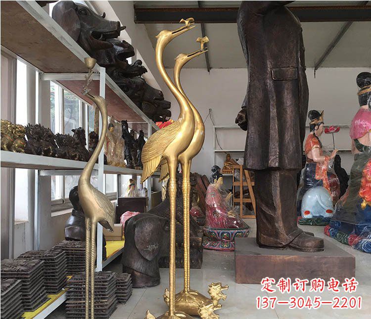 广西铜雕金属仙鹤动物雕塑