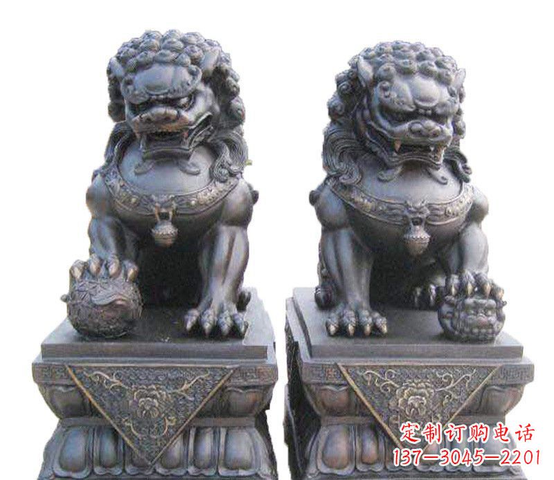 广西铜雕酒店镇宅招财狮子摆件 (2)
