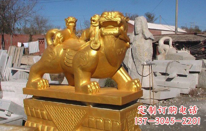 广西铜雕母子貔貅