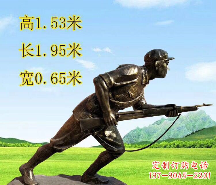 广西铜雕拿枪战士雕塑