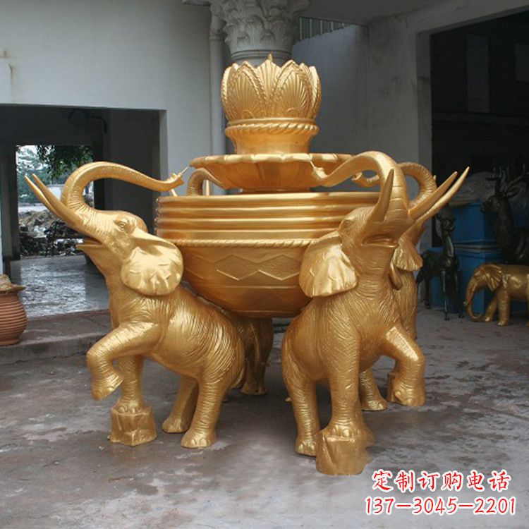 广西铜雕喷水大象雕塑