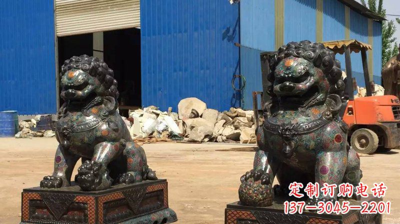 广西铜雕企业招财狮子雕塑摆件