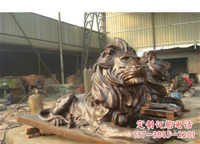 广西铜雕狮子公司门口雕塑