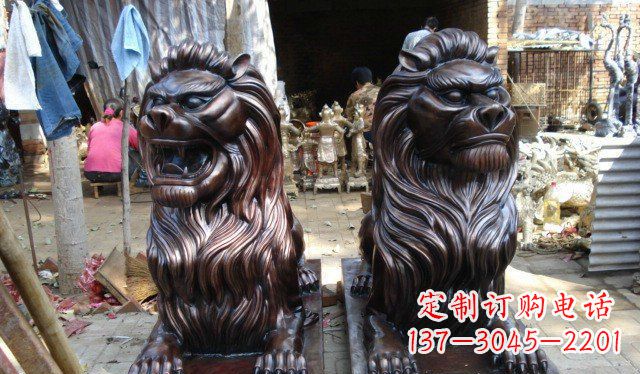 广西铜雕狮子公司门口雕塑 (2)