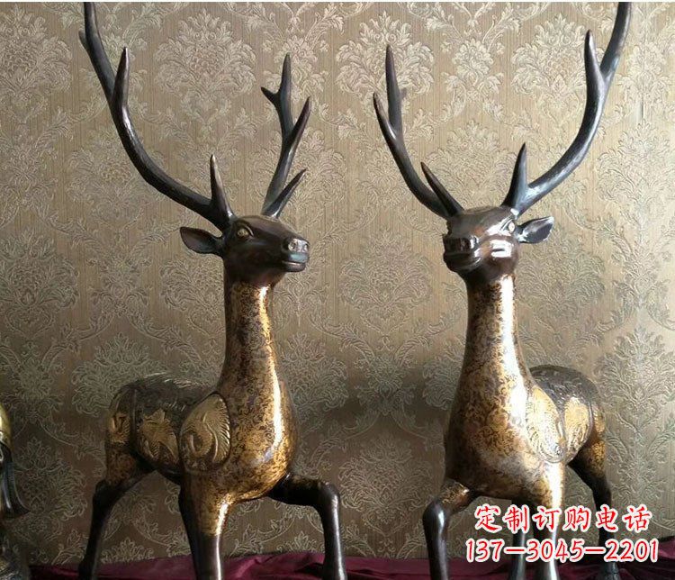 广西铜雕室内装饰动物鹿雕塑