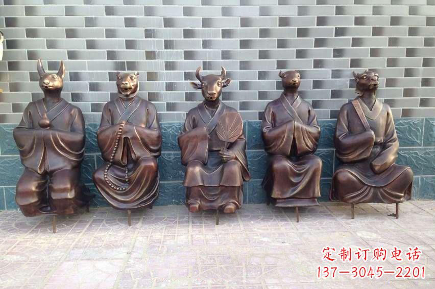 广西铜雕兽首人身十二生肖雕塑