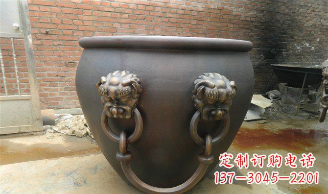 广西铜雕水缸寺庙景观雕塑_2