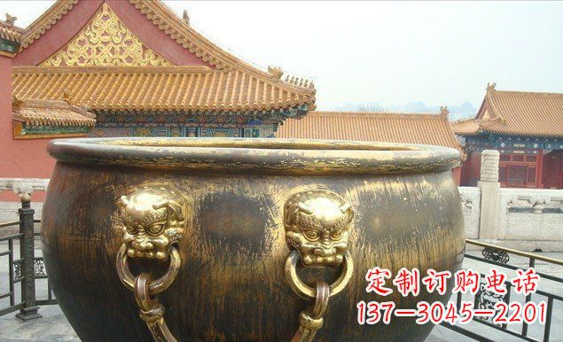 广西铜雕水缸寺庙景观雕塑 (2)