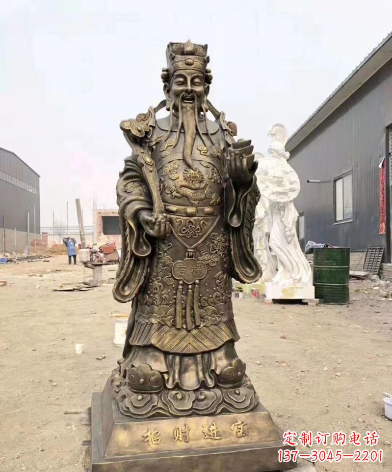 广西铜雕寺庙财神雕塑