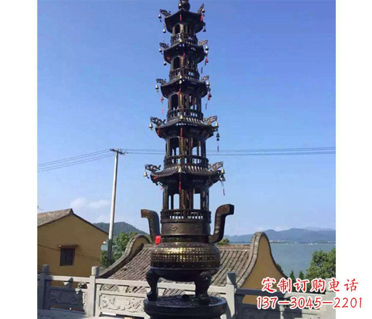 广西铜雕寺庙大型多层香炉