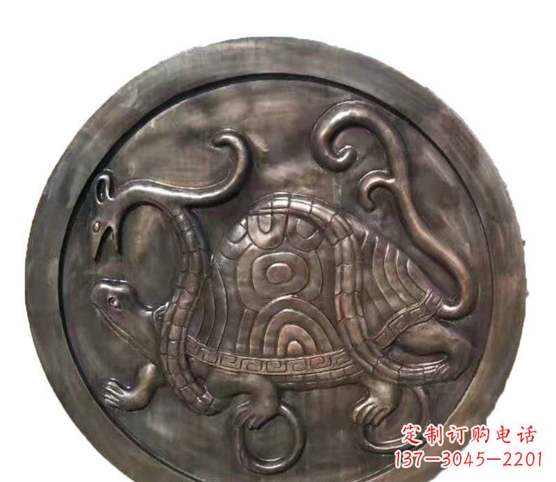 广西铜雕乌龟与蛇壁画摆件