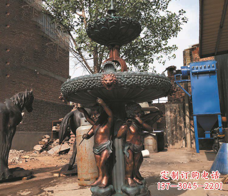 广西铜雕西方人物喷泉景观雕塑