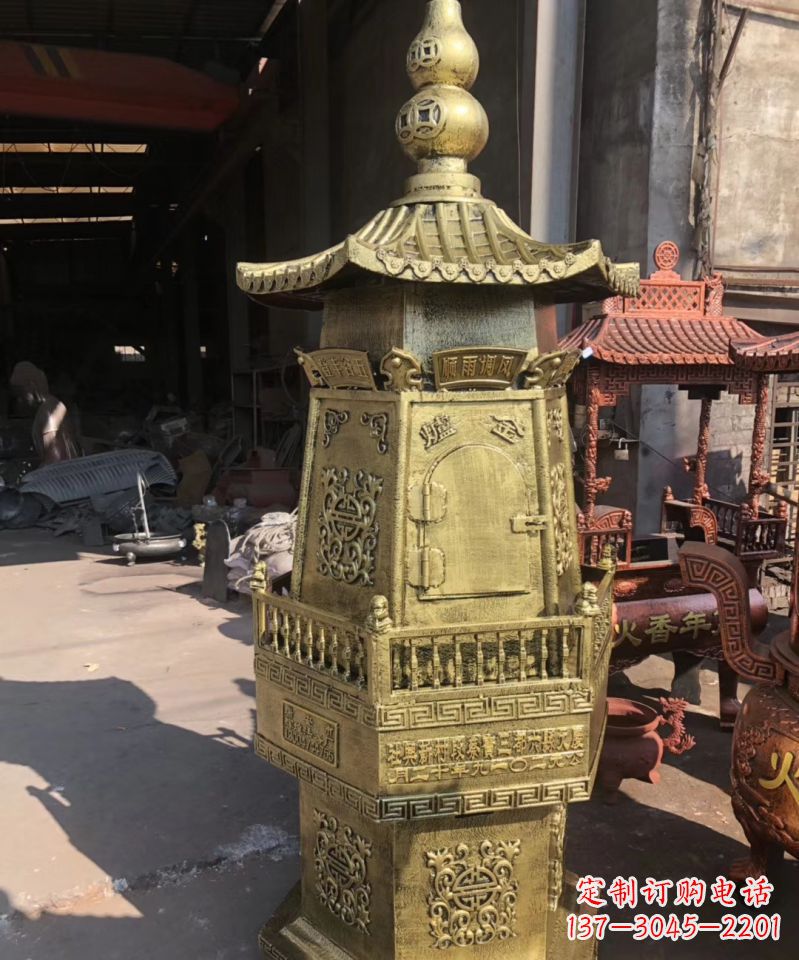 广西铜雕香炉塔寺庙摆件