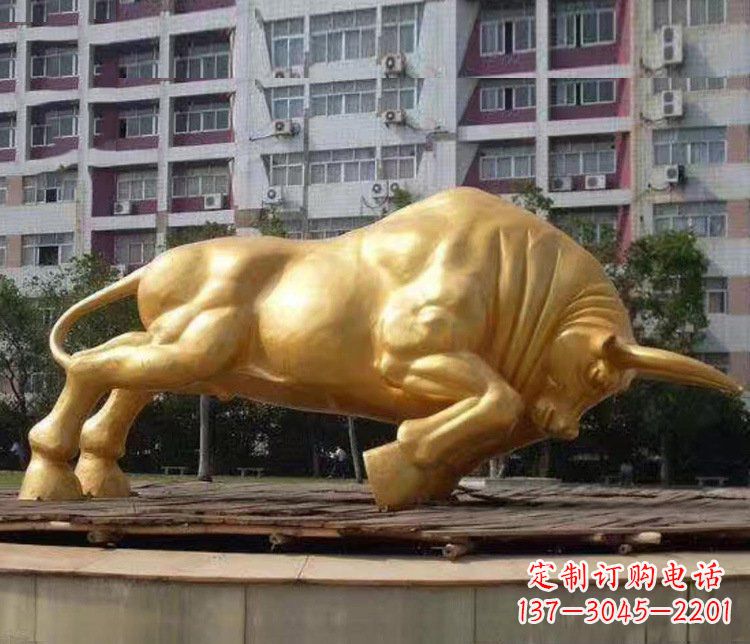 广西铜雕小区动物牛摆件 (3)