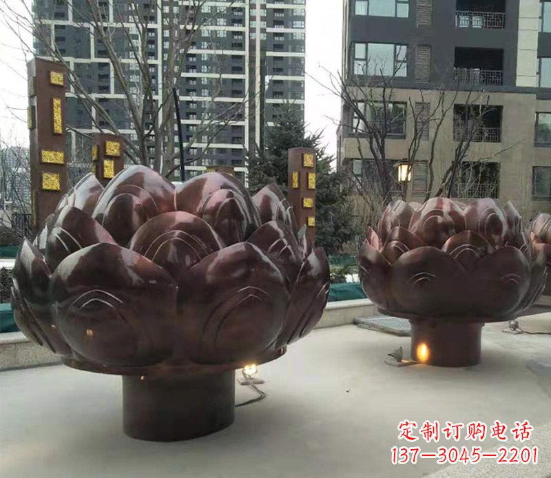 广西铜雕小区景观荷花
