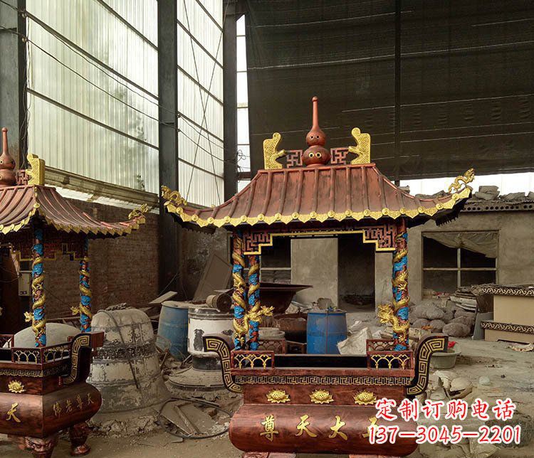 广西铜雕小型寺庙香炉摆件