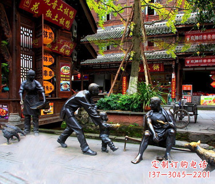 广西铜雕学走路儿童街道人物雕塑