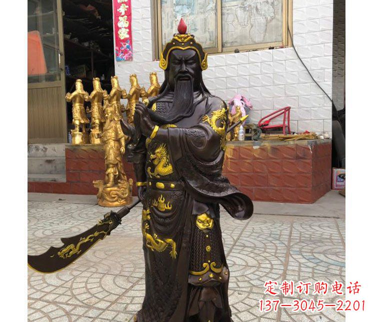 广西铜雕镇宅关公寺庙神像雕塑摆件 (2)