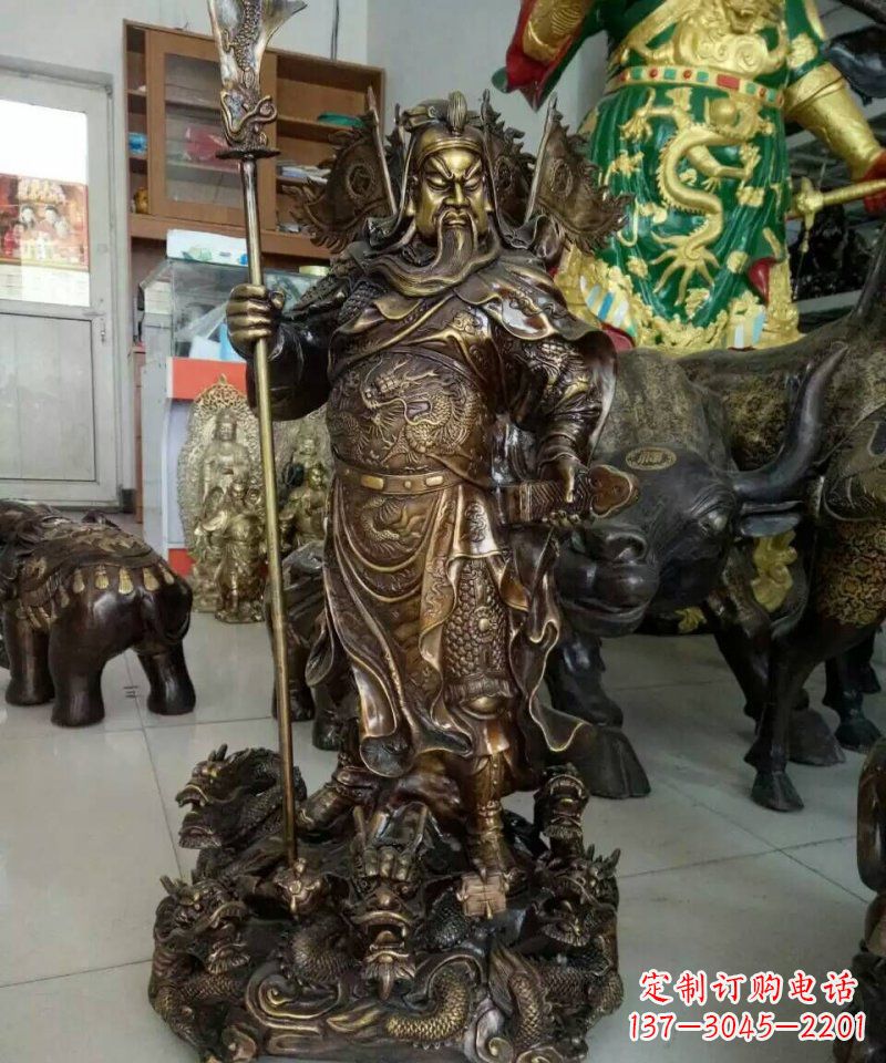 广西铜雕镇宅关公寺庙神像雕塑摆件